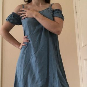 Blue off the shoulder dress